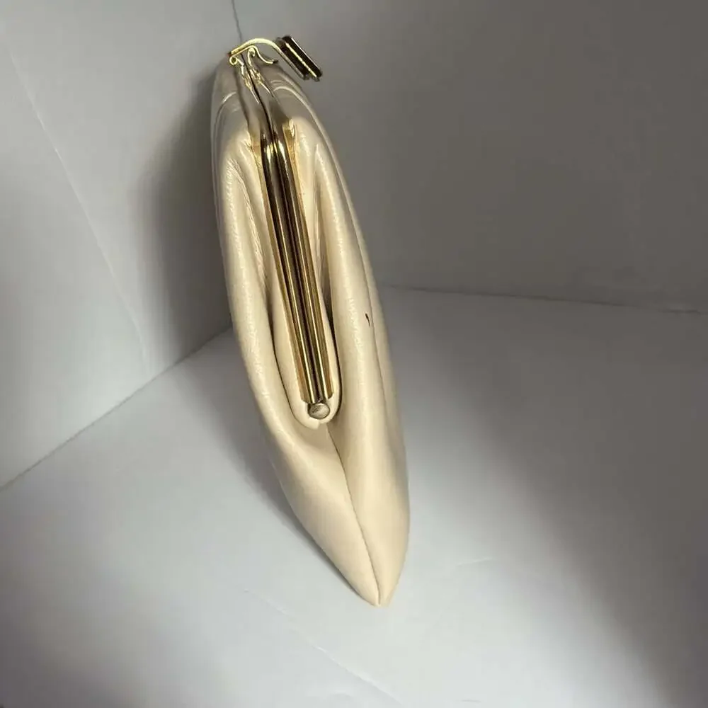 Estate Sale Find 1950s 1960s Vintage Ivory Frame Clutch Purse Clean Inside 6x10”